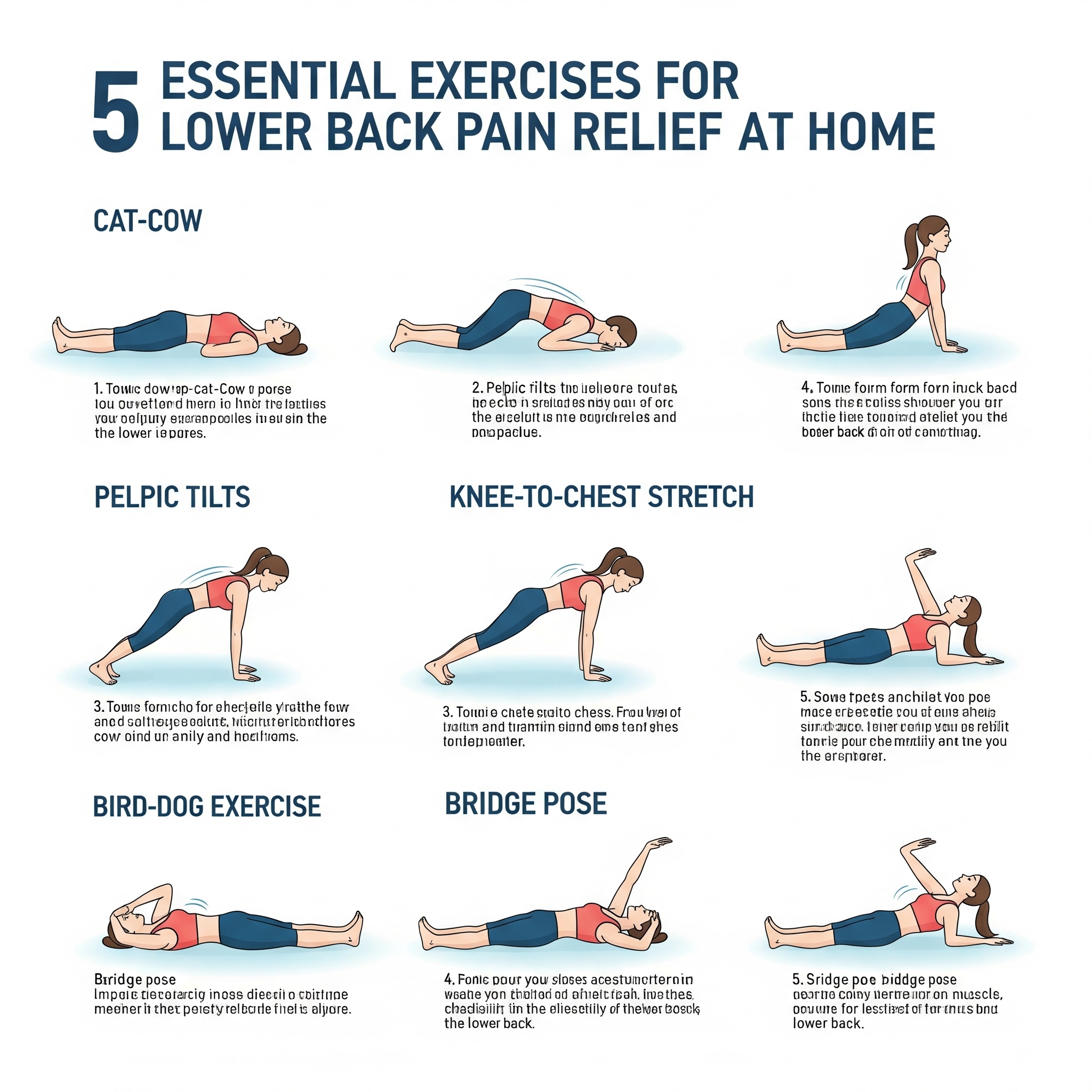 Professional physiotherapy illustration for 5 essential exercises for lower back pain relief at home - Healflex Physiocare Mumbai